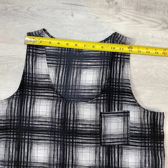 George Gingham Crosshatch Plaid Print Sleeveless Blouse in Black/White Size L - Picture 7 of 11